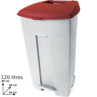 Red plastic container with pedal 120L mobile