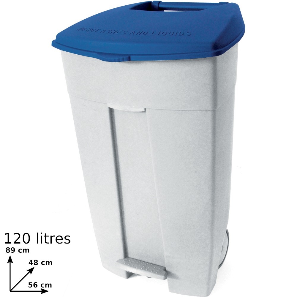 Blue plastic pedal containers 120L set of three