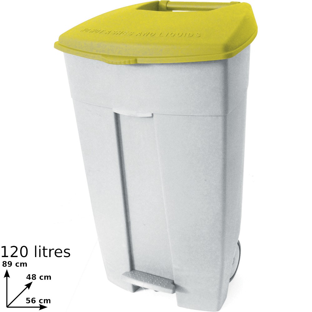 Yellow 120L mobile pedal containers in a set of 3