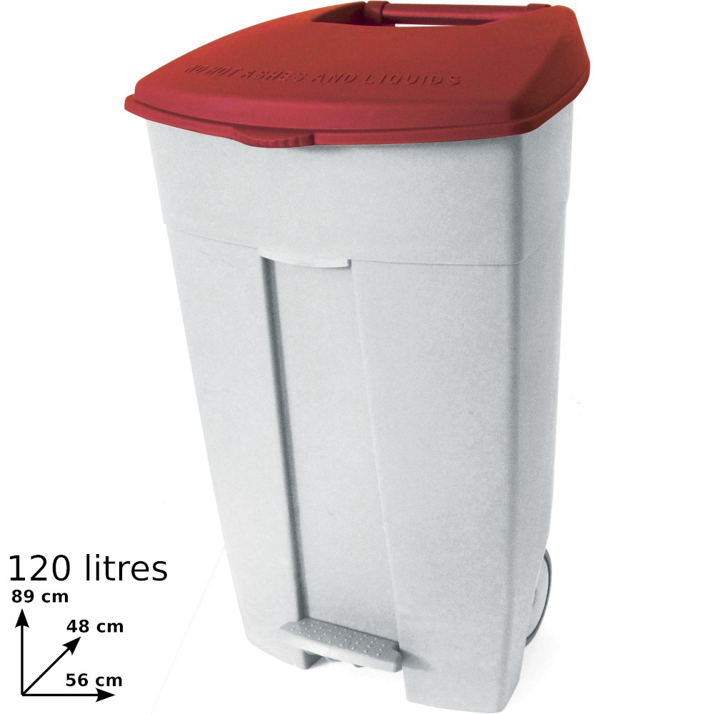 120L red plastic containers with pedal set of three