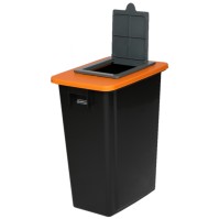 Robust practical 60L black recycling bin for sorted waste