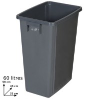 60L gray recycling bin for paper and plastic waste