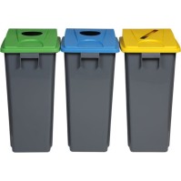 Compact and practical 60L gray recycling collector indoor/outdoor