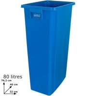 Robust blue 80L recycling bin practical outdoor indoor