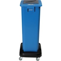 Robust and practical 80L blue recycling bin, exterior interior