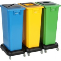 Recycling collector 80L green plastic durable exterior interior