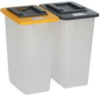 Praktischer und modern konfigurierbarer, durchsichtiger 60-Liter-Recyclingbehälter