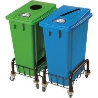 Practical and durable configurable 60L green recycling bin