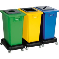 Gelber Recyclingbehälter 60L, konfigurierbar, praktisch und ökologisch