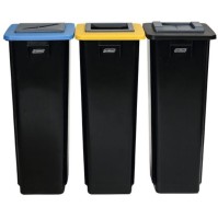 Black recycling bin 80L configurable practical robust elegant