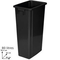 Configurable 80L black recycling bin for recyclable waste