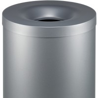 Large gray fire-resistant bin 90L stable steel