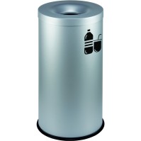 Gray fire-resistant trash bin 90L steel secure office