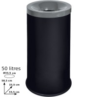 Elegant tri-selective 50L black-grey fire-resistant bin