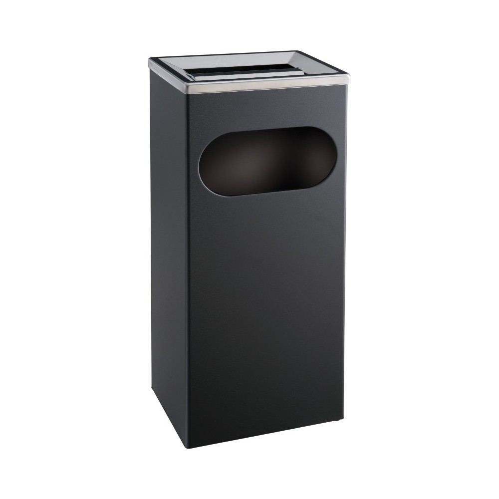 Rectangular ashtray bin 27 litres black steel