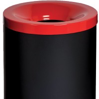 Elegant 90L black red fire-resistant tri-selective bin