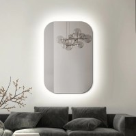 Elegant modern rounded corner backlit rectangular mirror