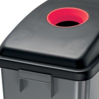 Red trash bin 60L selective sorting compact round opening