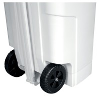 Practical white-red mobile plastic container with pedal 70L