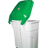 Plastic pedal container 70L white-green mobile practical efficient