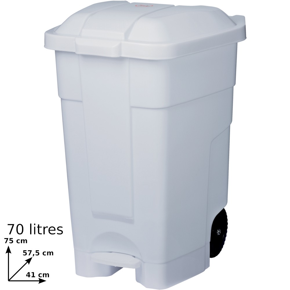 White mobile plastic container 70L pedal set of 3