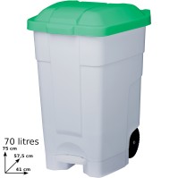 70L white-green mobile plastic containers with pedal set of 3