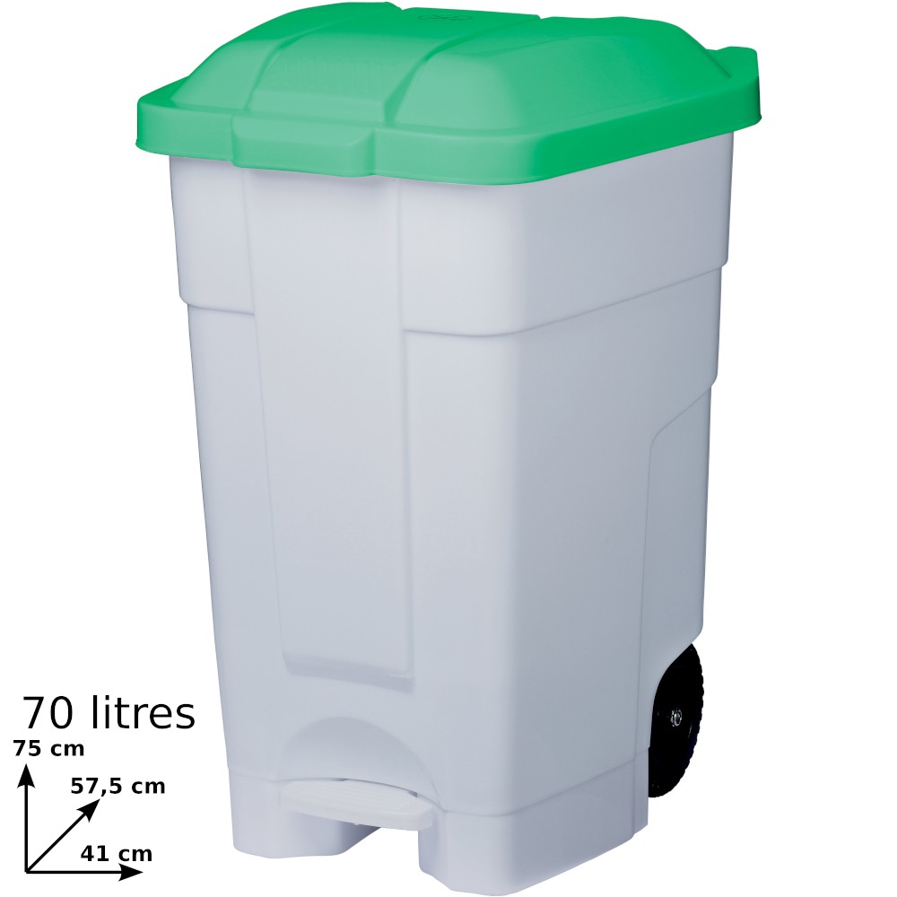 70L white-green mobile plastic containers with pedal set of 3