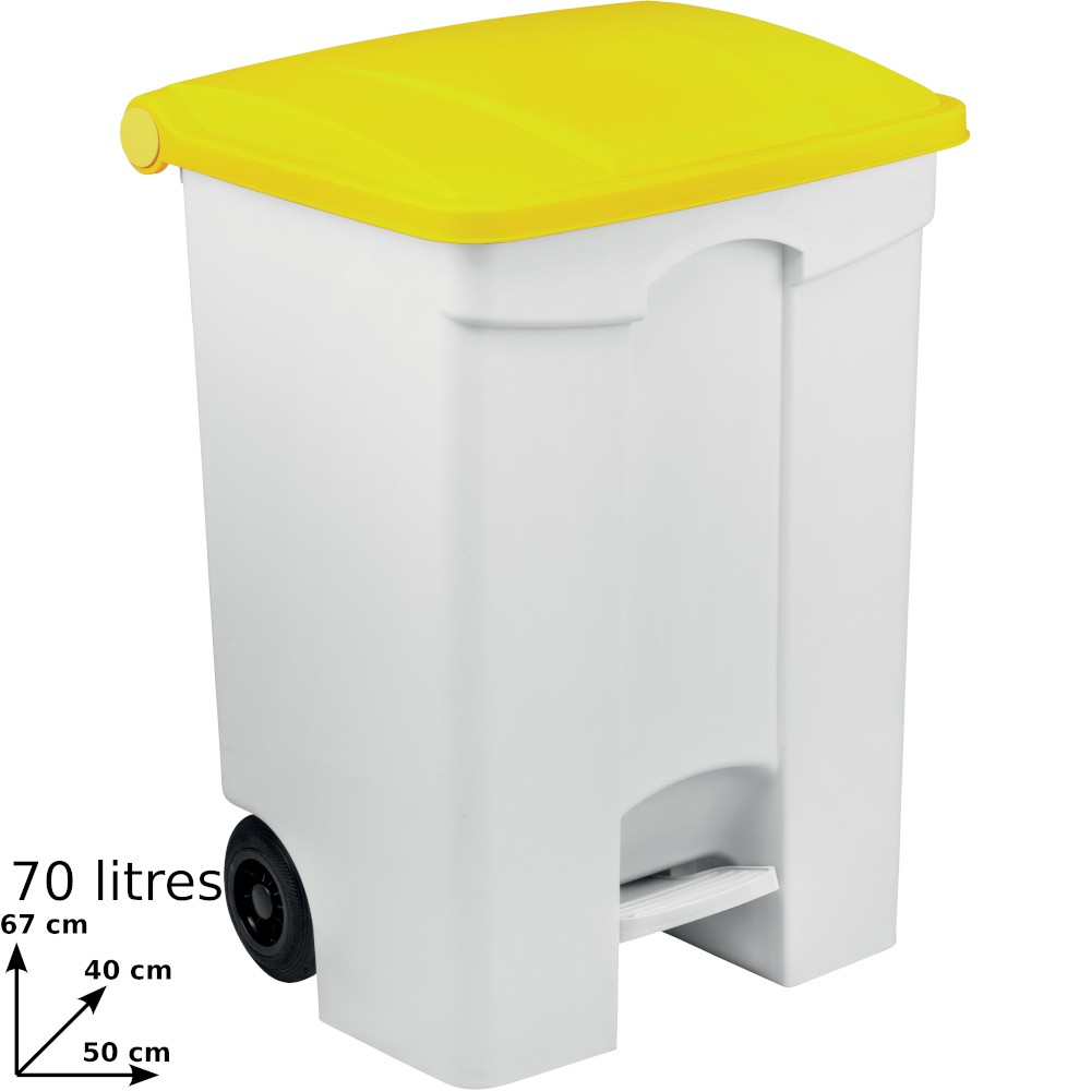 Mobile pedal container 70L yellow lid practical efficient