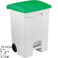 Mobile pedal container 70L practical green lid storage