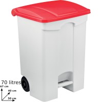 Mobile pedal container 70L red lid set of 3