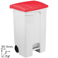 90L mobile container with pedal, practical red lid