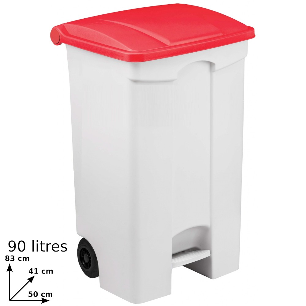 90L Rollcontainer mit Pedal, praktischer roter Deckel