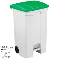 Mobile pedal container 90L practical green lid