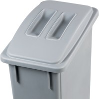 90L gray plastic bin with lid and handles