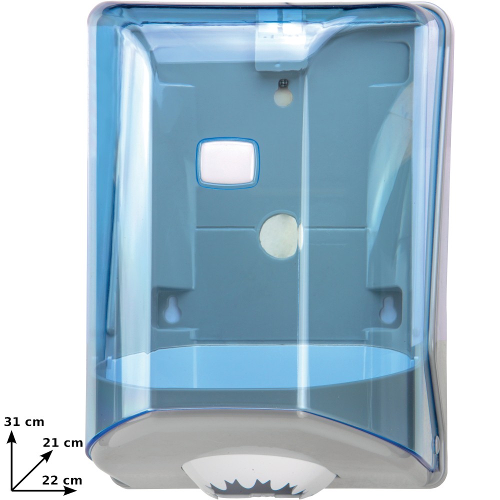 Transparent hand towel dispenser, central unwinding reel, practical and efficient