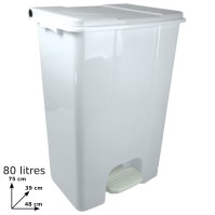 80L white mobile container with practical and hygienic pedal