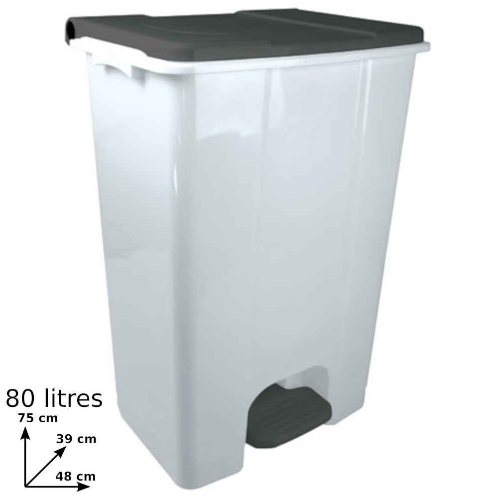 Practical compact 80L white-gray mobile pedal container