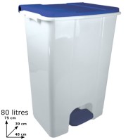 Practical and compact 80L white-blue mobile container with pedal