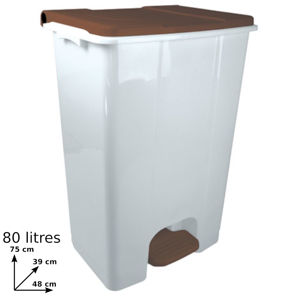 80L white-brown mobile container with practical pedal