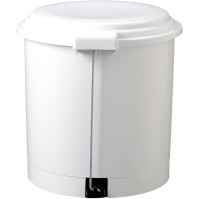 Robust 3 liter round white pedal bin