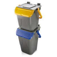 35L blue trash can with swing lid and handle