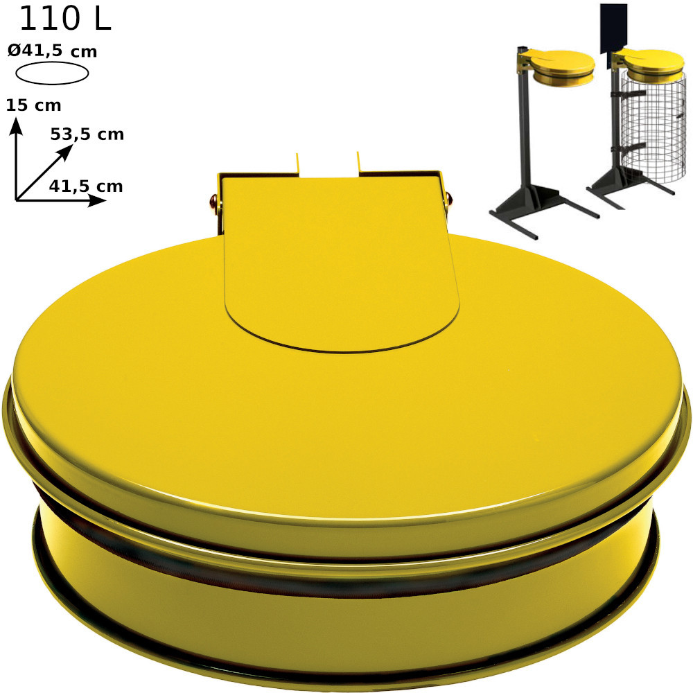 100L yellow wall holder for trash bags with lid