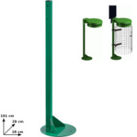 Green post on base for attachable trash bags