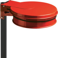 Red holder for trash bags on stable base