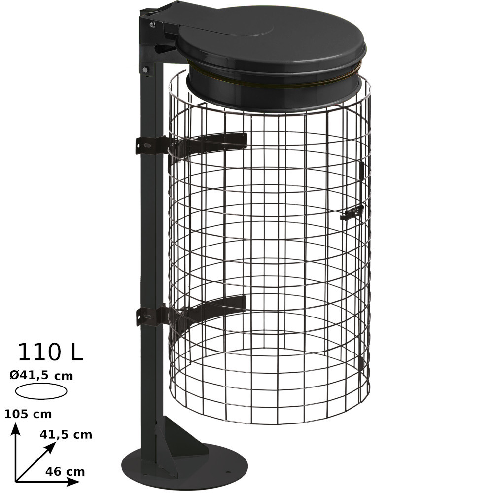 Manganese gray trash bag holder with grid and base