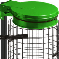 Green trash bag holder with durable exterior grid base