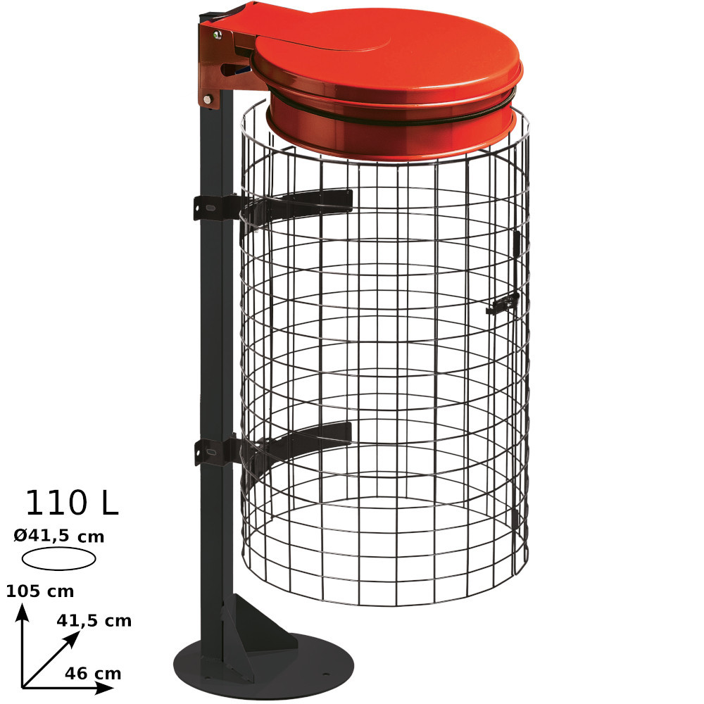 Red bin bag holder with integrated grid, stable base