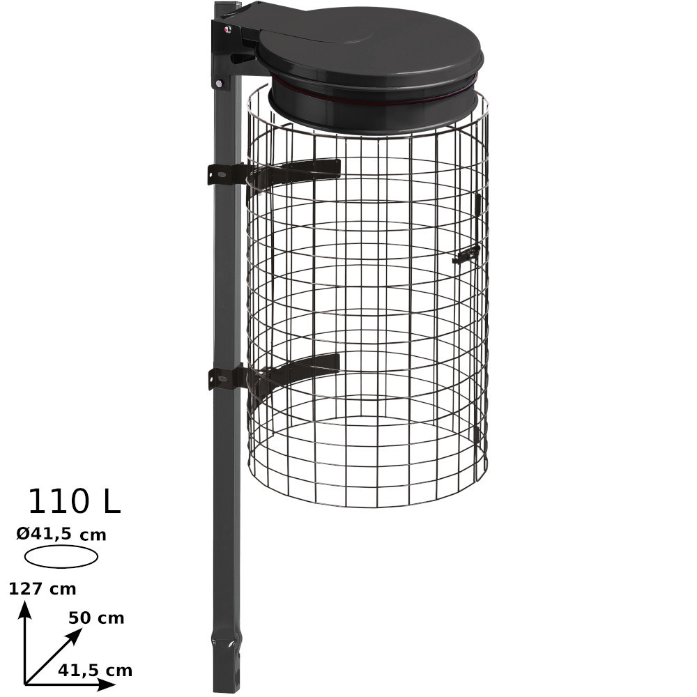 Manganese gray trash bag holder to seal with grid