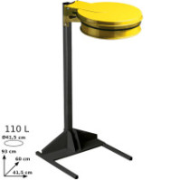 Yellow trash bag holder for events and outdoor demonstrations