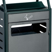 Green vandal-proof ashtray bin 40+8L robust exterior